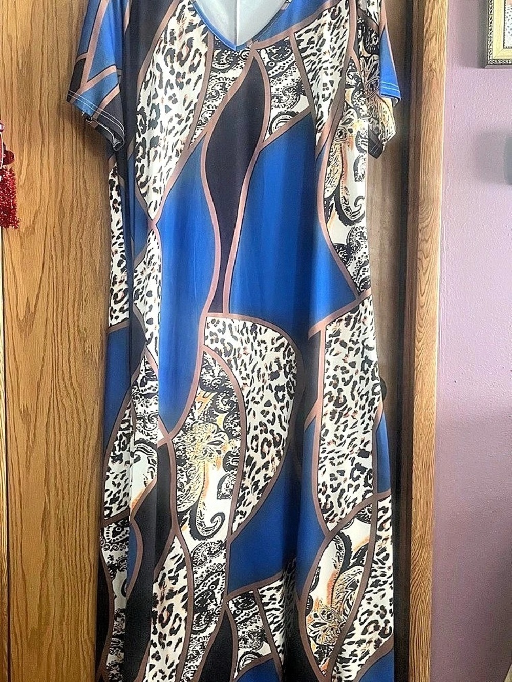 Women's Blue & White Maxi Dress